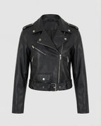 Women's Faux Leather Biker Jacket with Modern Details