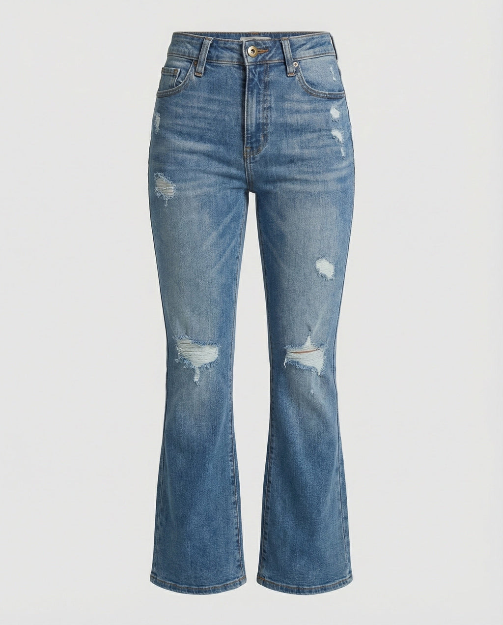 Women's High-Waisted Bootcut Jeans with Vintage Charm