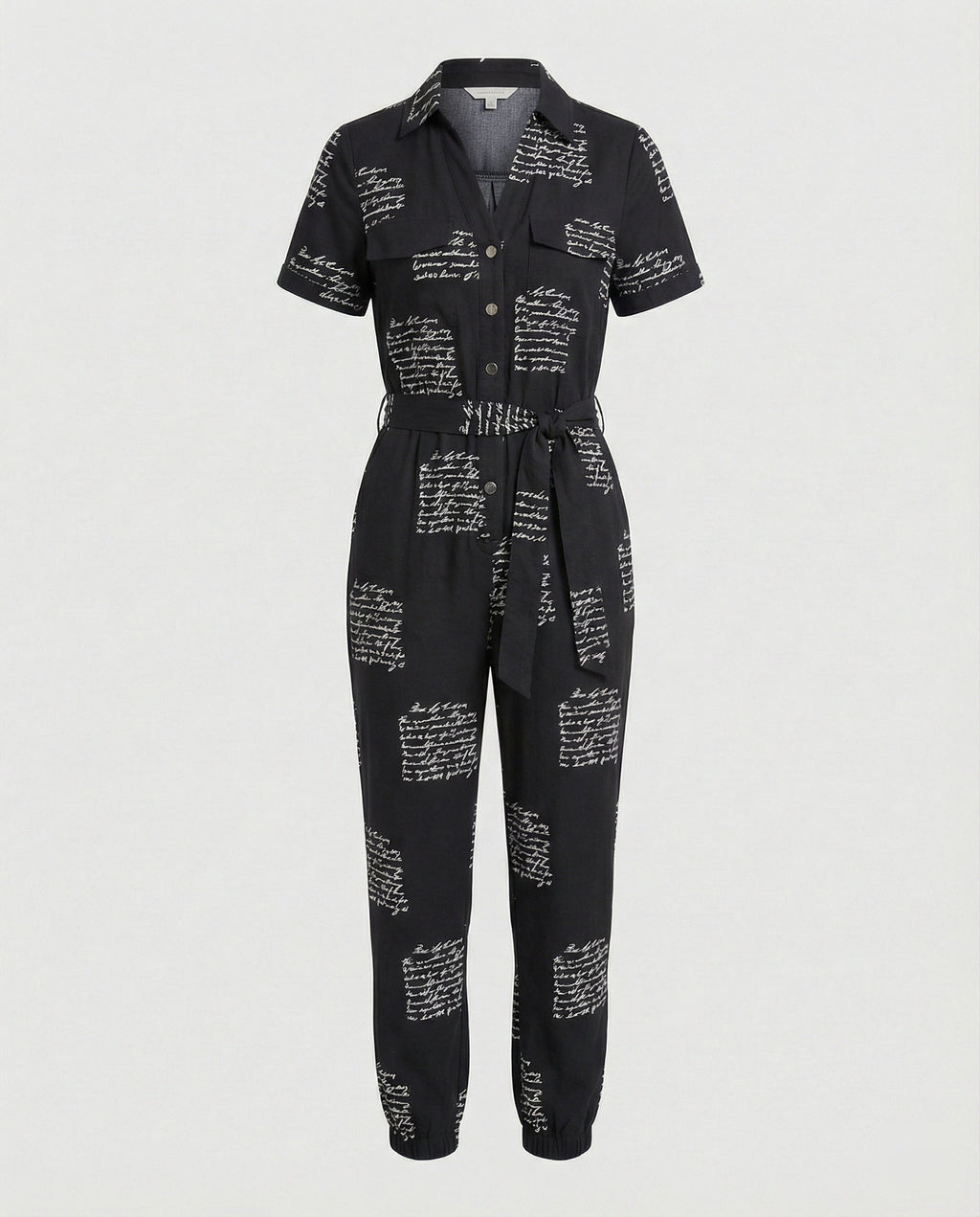 Casual Jumpsuit with Tailored Cut and Full Button Placket