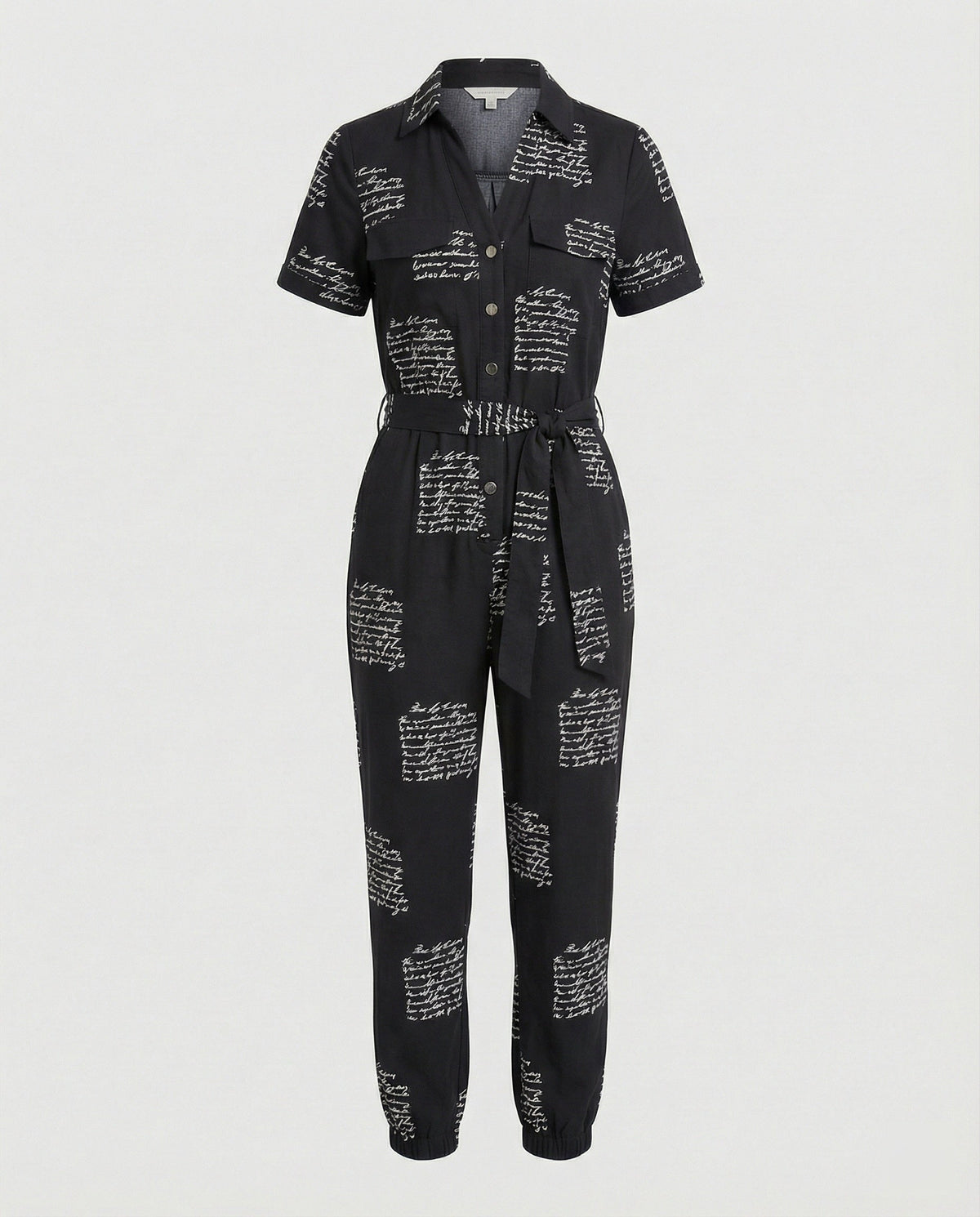 Casual Jumpsuit with Tailored Cut and Full Button Placket