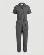 Casual Jumpsuit with Tailored Cut and Full Button Placket