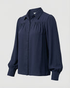 Elegant Blouse with Puff Sleeves and Button Details