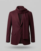 Women's Elegant Blazer Jacket with Detachable Scarf