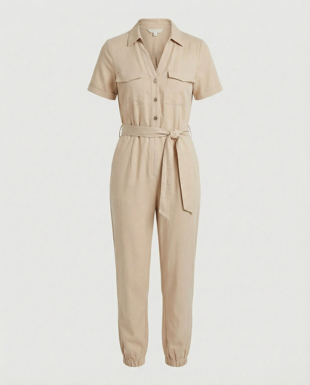 Casual Jumpsuit with Tailored Cut and Full Button Placket