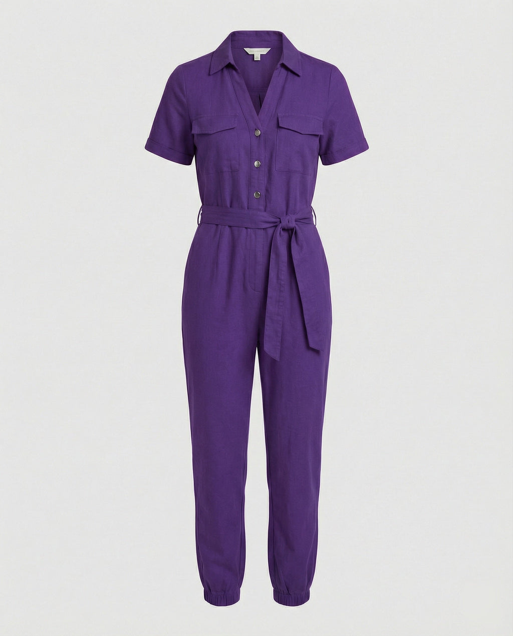 Casual Jumpsuit with Tailored Cut and Full Button Placket