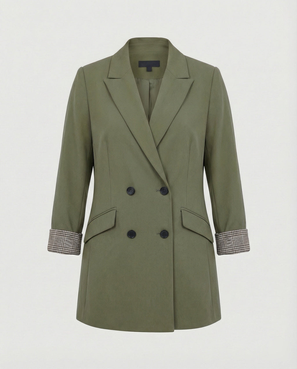 Women's Double-Breasted Blazer with Contrast Cuffs