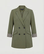 Women's Double-Breasted Blazer with Contrast Cuffs