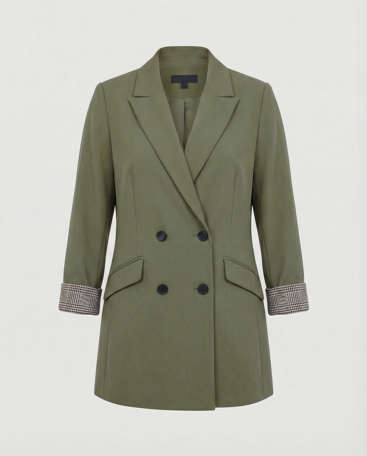 Women's Double-Breasted Blazer with Contrast Cuffs