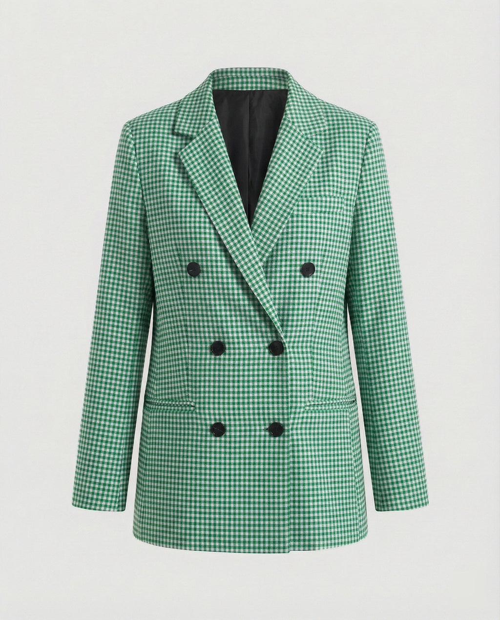 Women's Plaid Double-Breasted Blazer