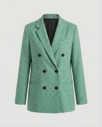 Women's Plaid Double-Breasted Blazer