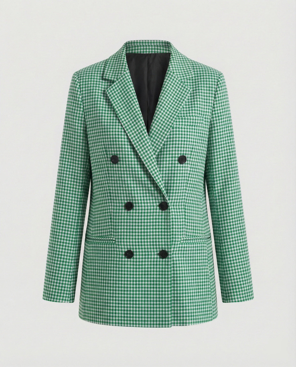 Women's Plaid Double-Breasted Blazer