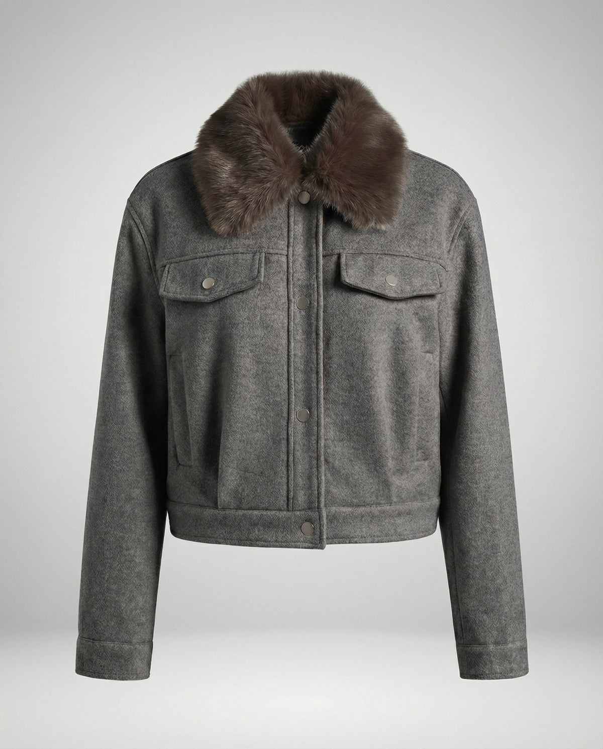 Women's Wool Jacket with Faux Fur Collar
