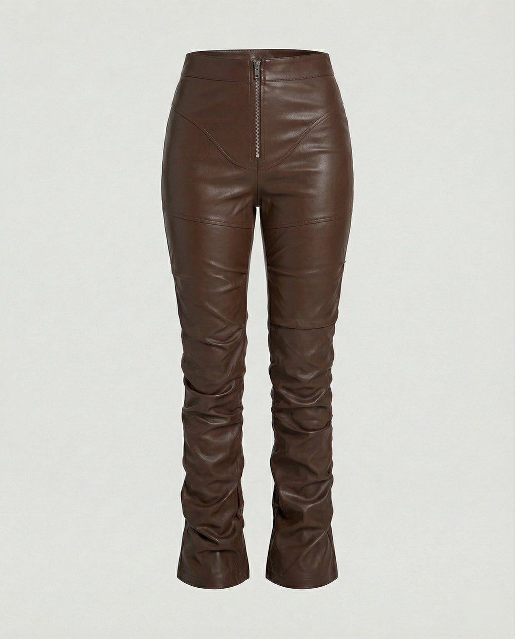 Women's High-Waist Wide-Leg Faux Leather Trousers
