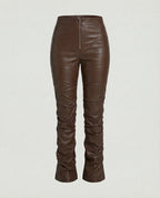 Women's High-Waist Wide-Leg Faux Leather Trousers