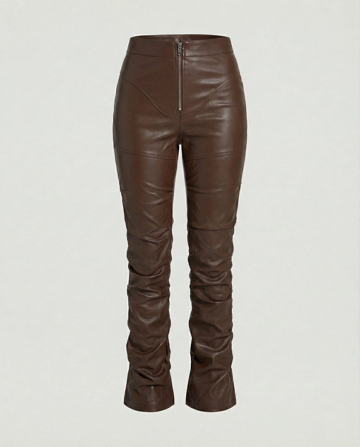 Women's High-Waist Wide-Leg Faux Leather Trousers