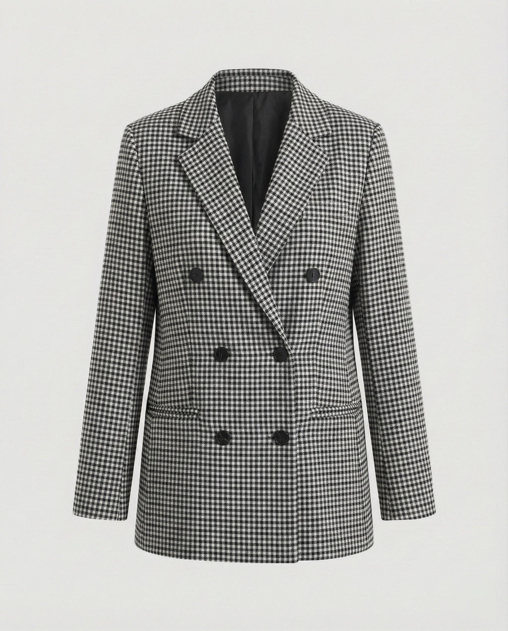 Women's Plaid Double-Breasted Blazer