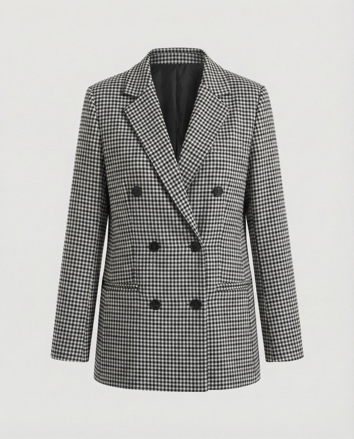 Women's Plaid Double-Breasted Blazer