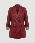 Women's Double-Breasted Blazer with Contrast Cuffs