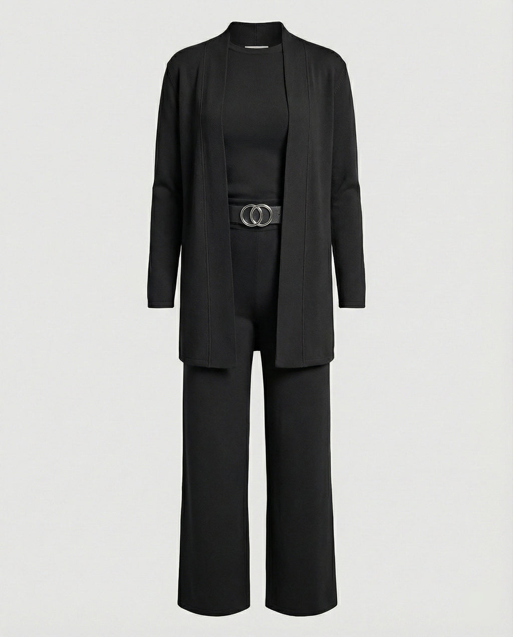 Two-Piece Jersey Blazer and Palazzo Pants Set