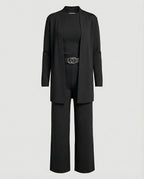 Two-Piece Jersey Blazer and Palazzo Pants Set