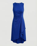 Women's Sleeveless Wrap Dress with Asymmetrical Hem and Ruching