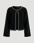 Women's Fluffy Cardigan with Pearl Detail