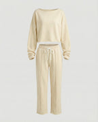 Women's Casual Sweatshirt and Wide-Leg Pants Set