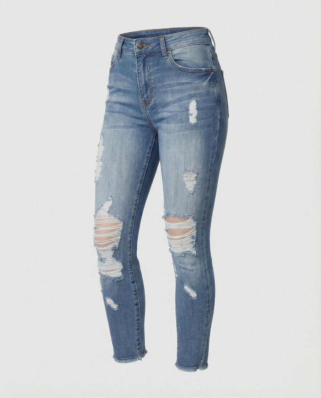 Women's Slim Fit Distressed High-Waisted Jeans