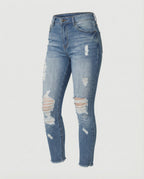 Women's Slim Fit Distressed High-Waisted Jeans