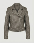 Women's Cropped Faux Leather Biker Jacket