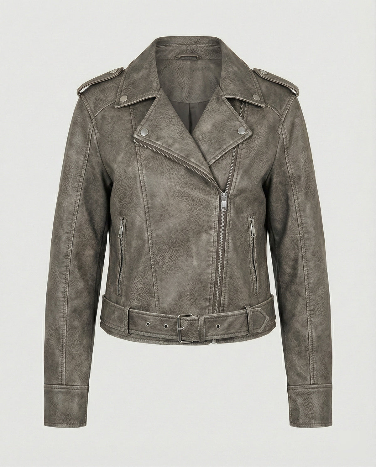 Women's Cropped Faux Leather Biker Jacket