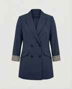 Women's Double-Breasted Blazer with Contrast Cuffs