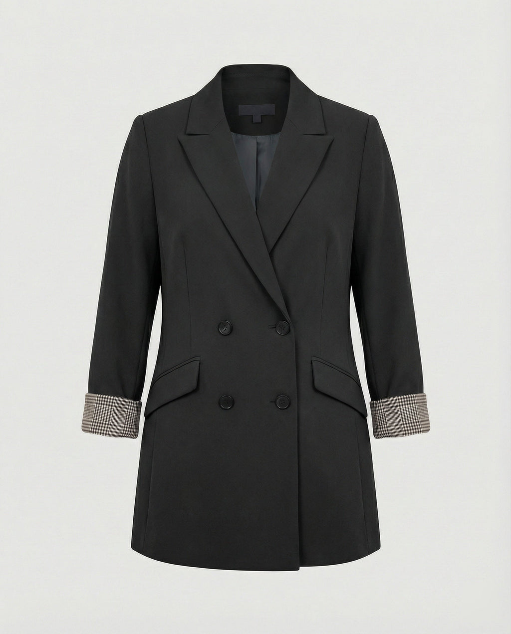 Women's Double-Breasted Blazer with Contrast Cuffs