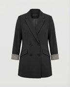 Women's Double-Breasted Blazer with Contrast Cuffs