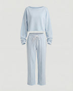Women's Casual Sweatshirt and Wide-Leg Pants Set