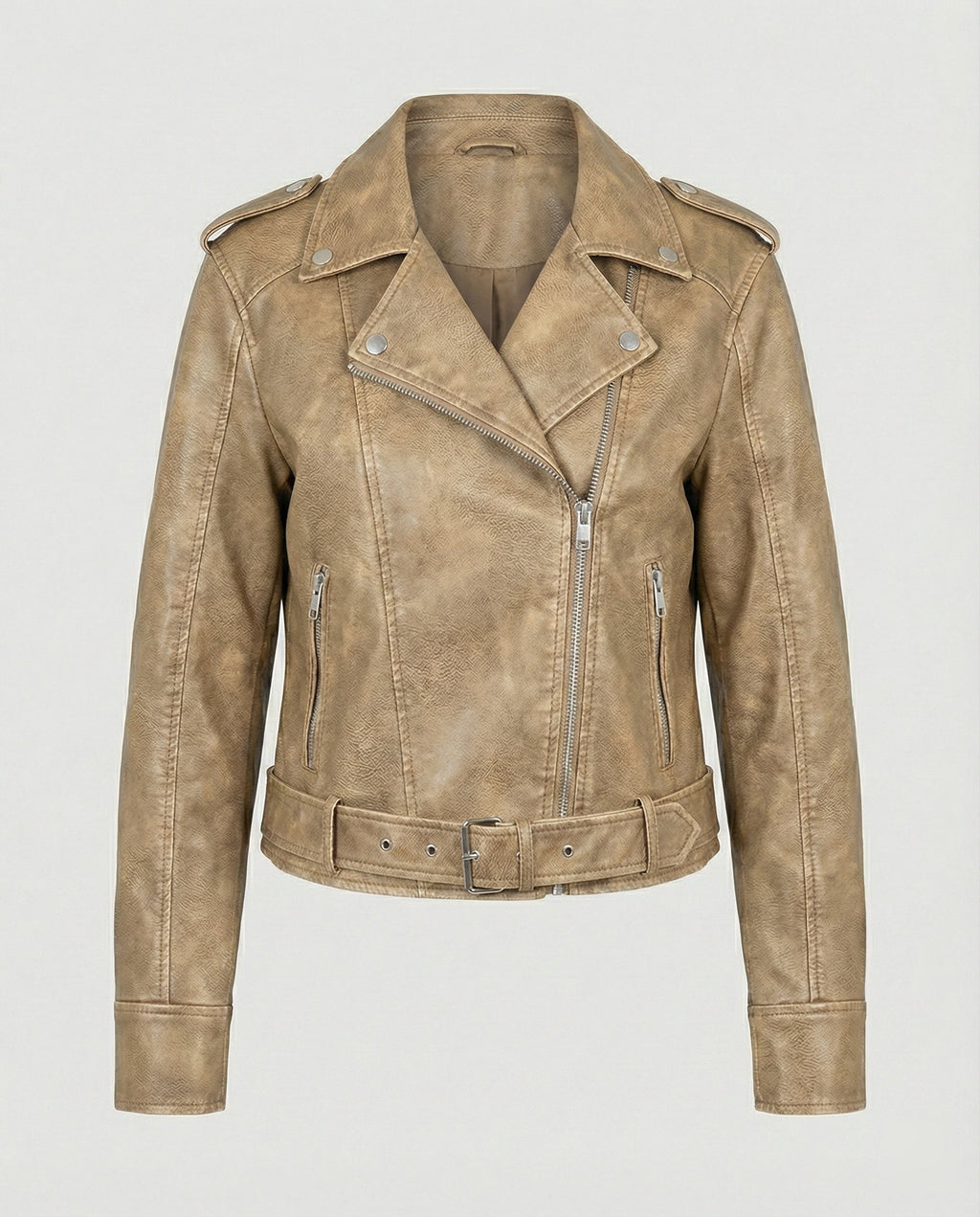 Women's Cropped Faux Leather Biker Jacket