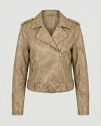 Women's Cropped Faux Leather Biker Jacket