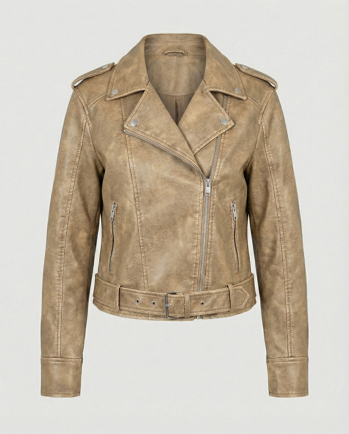 Women's Cropped Faux Leather Biker Jacket