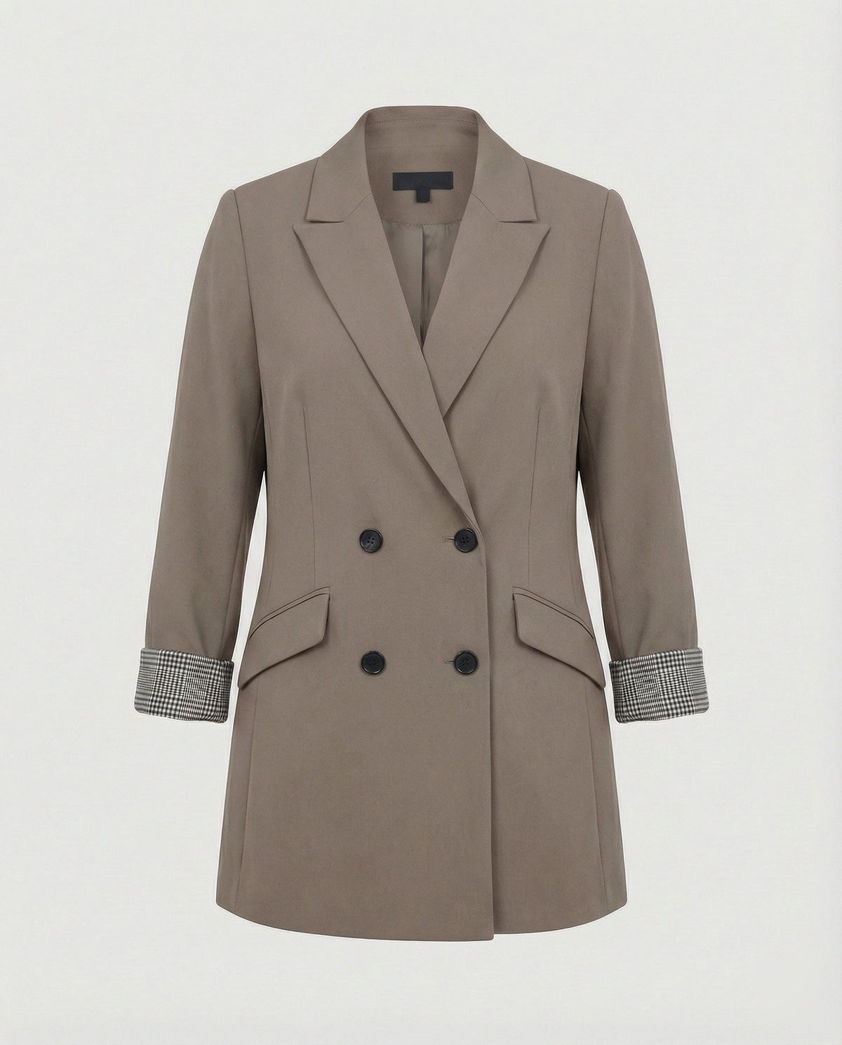 Women's Double-Breasted Blazer with Contrast Cuffs