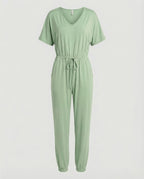 Women's Lightweight Jumpsuit with Loose Fit and Adjustable Waist