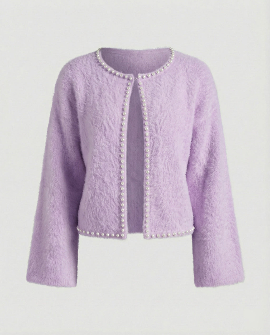 Women's Fluffy Cardigan with Pearl Detail