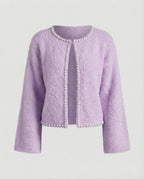 Women's Fluffy Cardigan with Pearl Detail