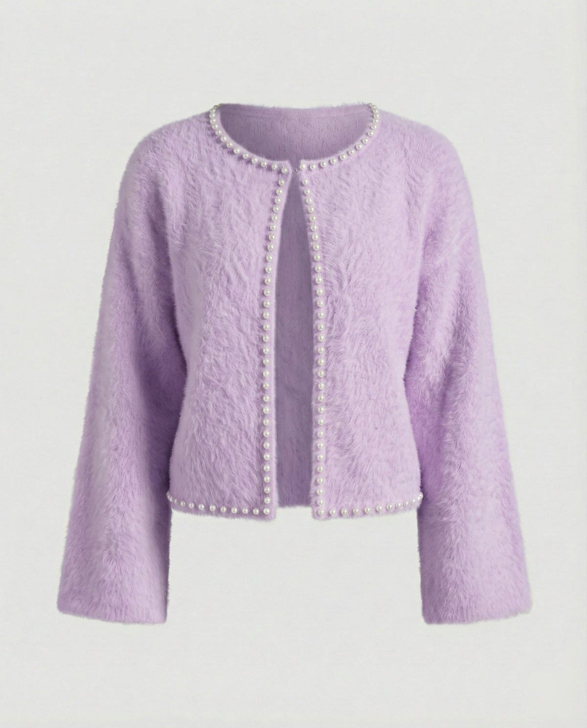 Women's Fluffy Cardigan with Pearl Detail