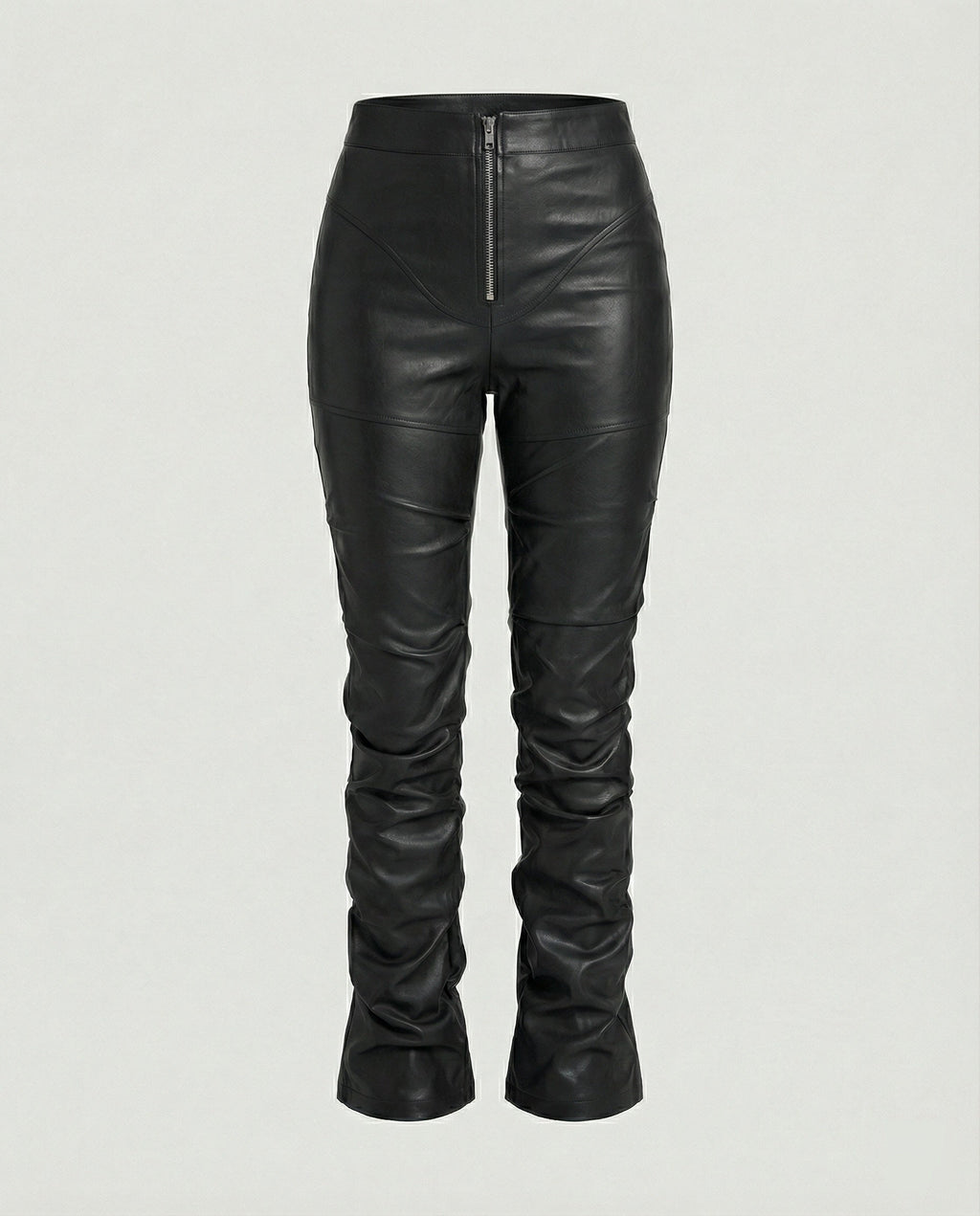 Women's High-Waist Wide-Leg Faux Leather Trousers