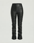 Women's High-Waist Wide-Leg Faux Leather Trousers