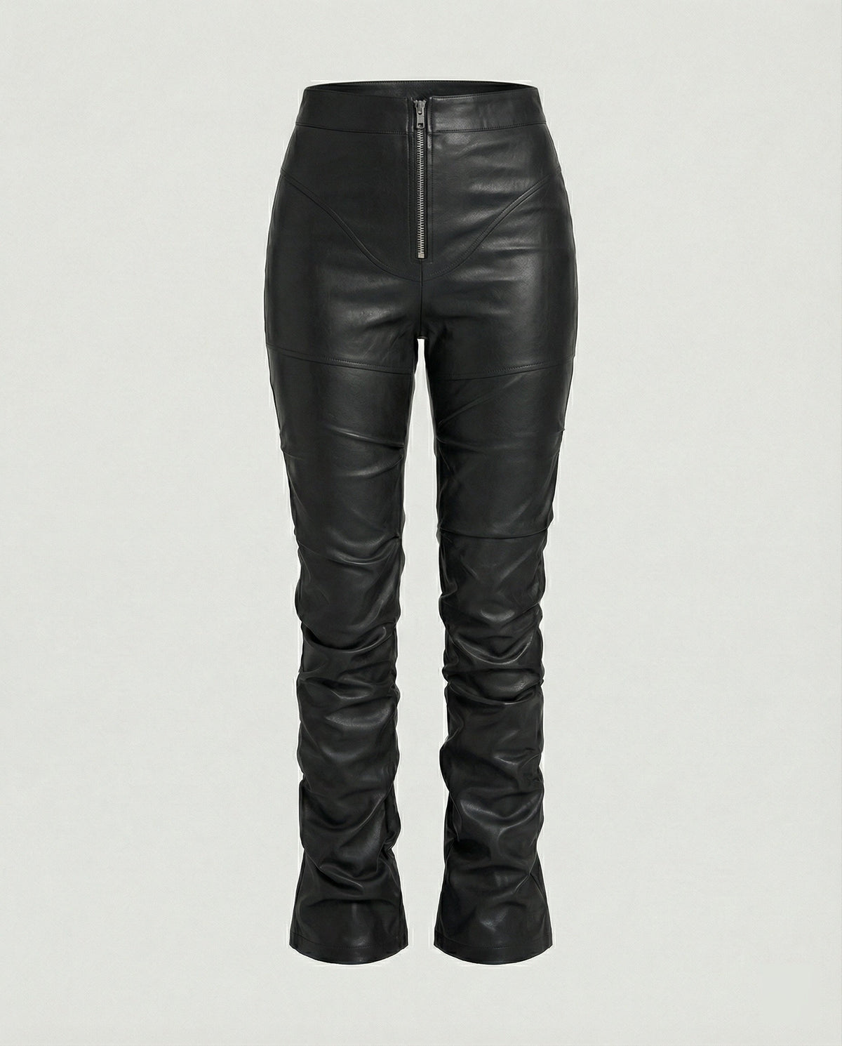 Women's High-Waist Wide-Leg Faux Leather Trousers