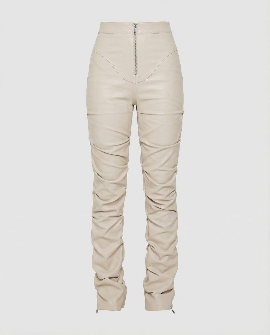 Women's High-Waist Wide-Leg Faux Leather Trousers
