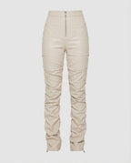 Women's High-Waist Wide-Leg Faux Leather Trousers