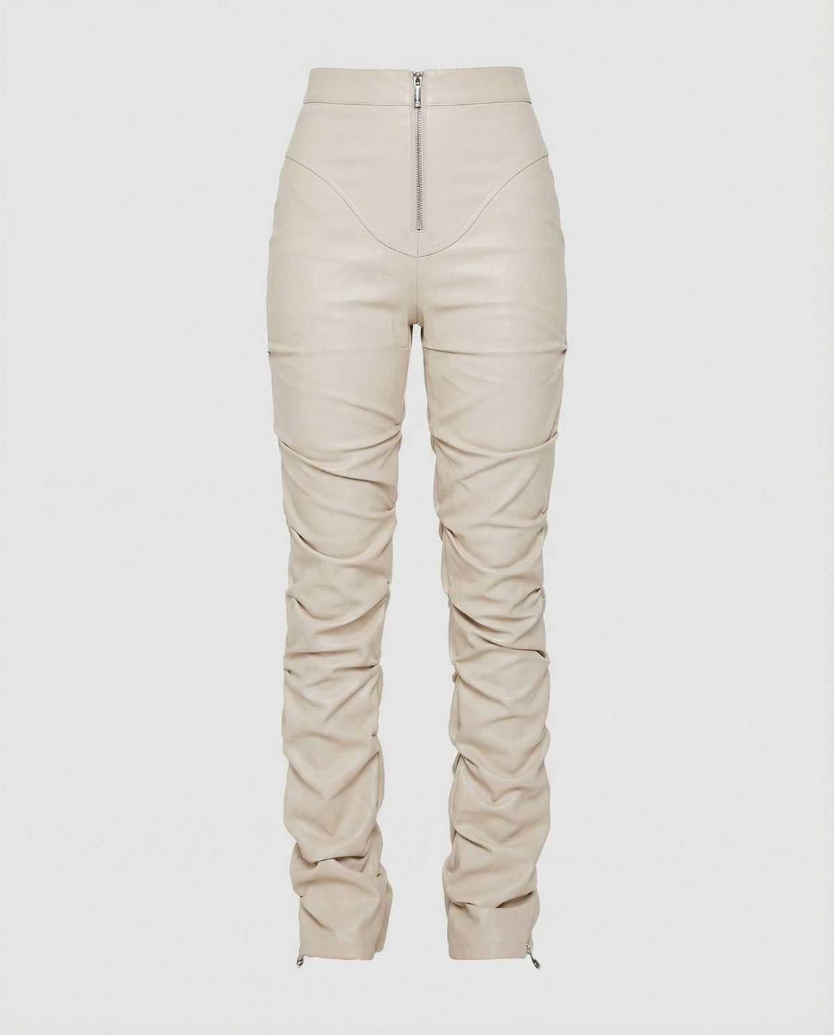 Women's High-Waist Wide-Leg Faux Leather Trousers