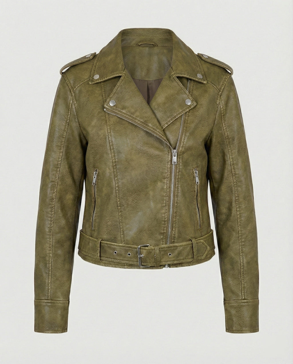 Women's Cropped Faux Leather Biker Jacket